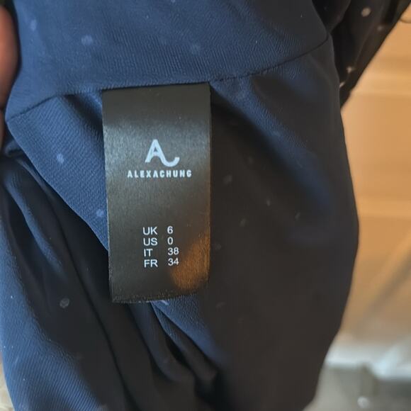 Alexa Chung Navy Polka Dot Chiffon Midi Dress size US 0 - Picture 13 of 15